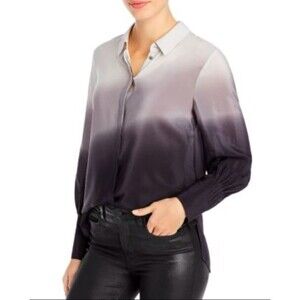 Kobi Halperin Womens Silk Lynn Gradient Ombré Button Up Top Blouse Sz S Workwear